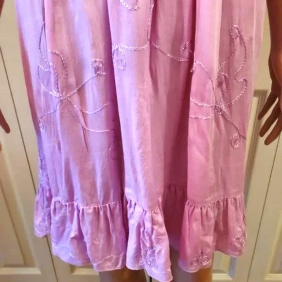 Island Planet Miami Beach Mauve Adjustable Strap Embroidered Sundress NWOT - Picture 3 of 6